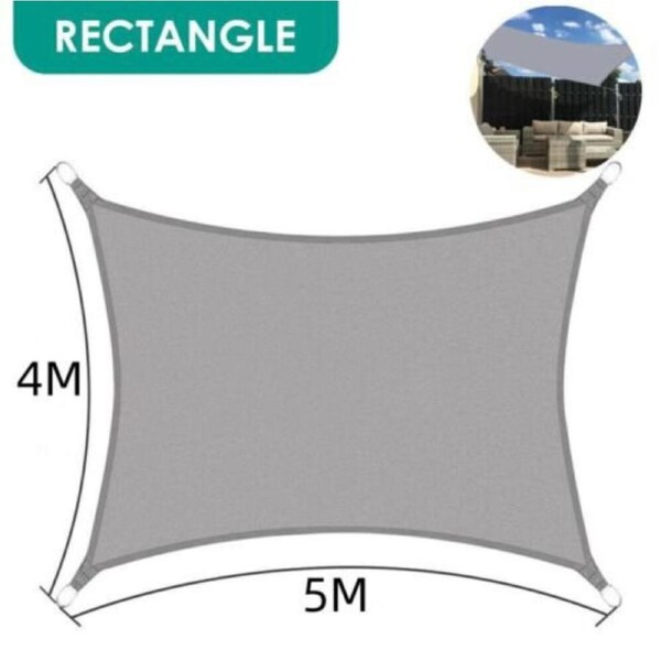 Extra Heavy Duty Shade Sail Shade Cloth Grey Gray Sun Triangle Square Rectangle 4 x 5m Grey