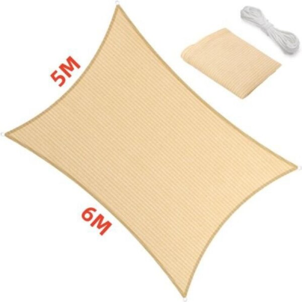 Extra Heavy Duty Shade Sail Shade Cloth Grey Gray Sun Triangle Square Rectangle 5 x 6 Beige