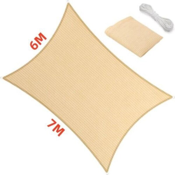 Extra Heavy Duty Shade Sail Shade Cloth Grey Gray Sun Triangle Square Rectangle 6 x 7 Beige