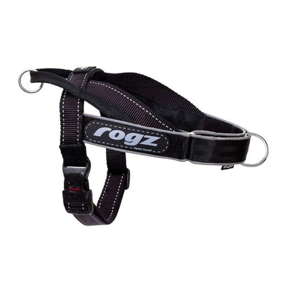 Rogz Medium Black Letz Go Personalised Harness for Dogs