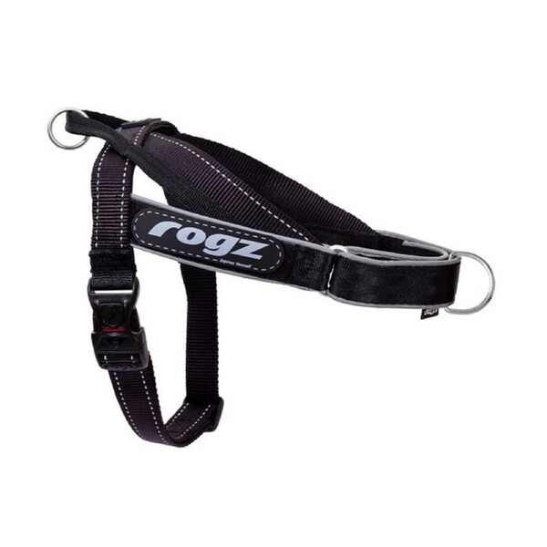 Rogz Medium/Large Black Letz Go Personalised Harness for Dogs