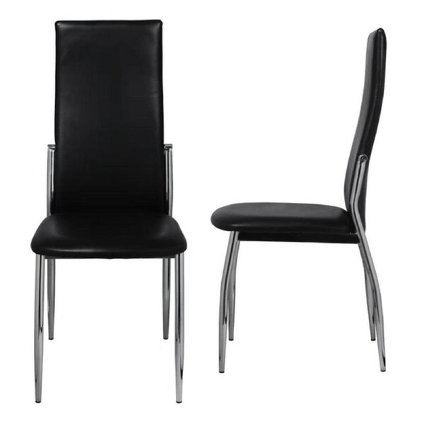 Set Of 6 Modern Dining Chairs Ergonomic Chrome Feet Faux Leather 54×43×100cm