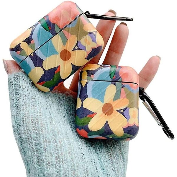 liangnv Vivid 3D Classical Flowers Illustration Retro Oil Painting Air pods Cover Creative Art Airpods Accessories Soft Silicone Protective Wireless E