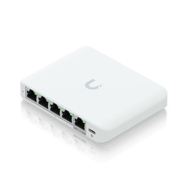 Ubiquiti Flex Mini 2.5G, (4) 2.5 GbE Ports, (1) 2.5 GbE PoE Input Port for Power