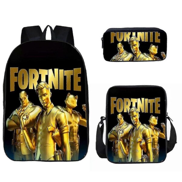 Fortnite Student Schoolbag Fortnite Three-piece Backpack Lunch Bag Pencil Case Backpack