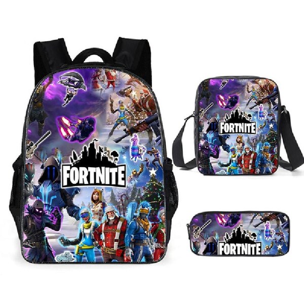 Fortnite Student Schoolbag Fortnite Three-piece Backpack Lunch Bag Pencil Case Backpack
