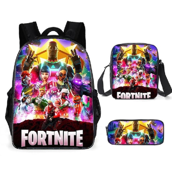 Fortnite Student Schoolbag Fortnite Three-piece Backpack Lunch Bag Pencil Case Backpack