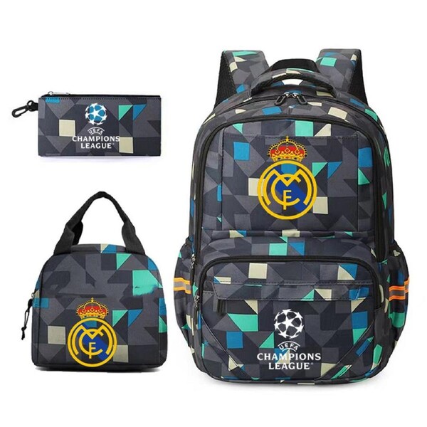 UEFA Champions League Real Madrid Graffiti Backpack Shoulder Bag Fan Backpack Student School Bag Storage Bag