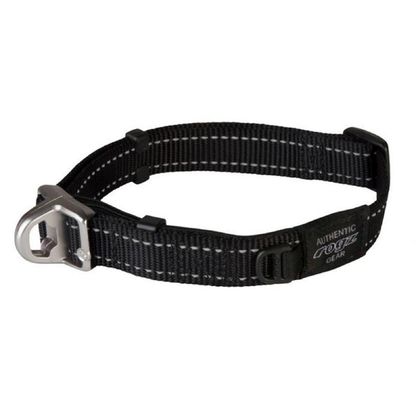 Rogz Medium Black Safety Clip Utility Collar for Dogs