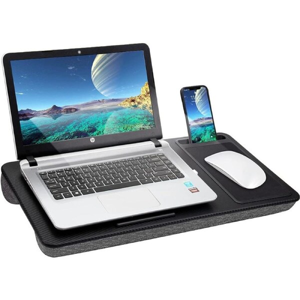 Felic Lap Desk, Portable Laptop Lap Desk with Pillow Cushion, Home Office Laptop Desk Fits up to 15.6inch Laptop, Computer Laptop Stand Portable Tray With Built-in Mouse Pad and Carrying Handle