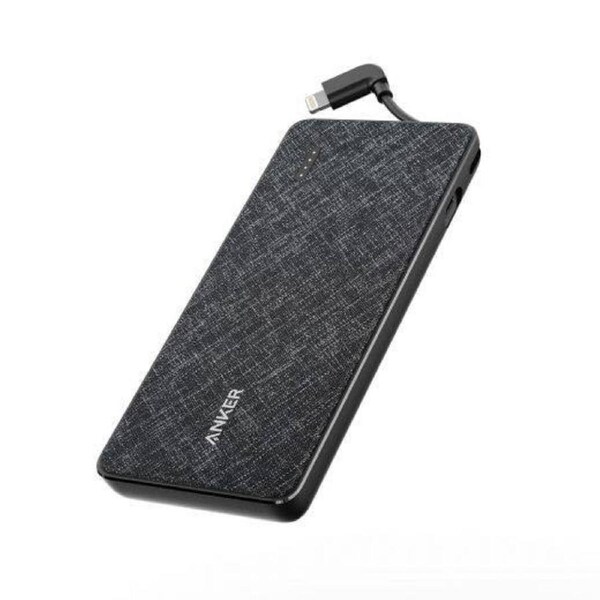 ANKER POWER BANK 10000 WITH LIGHTNING CABLE - BLACK FABRIC