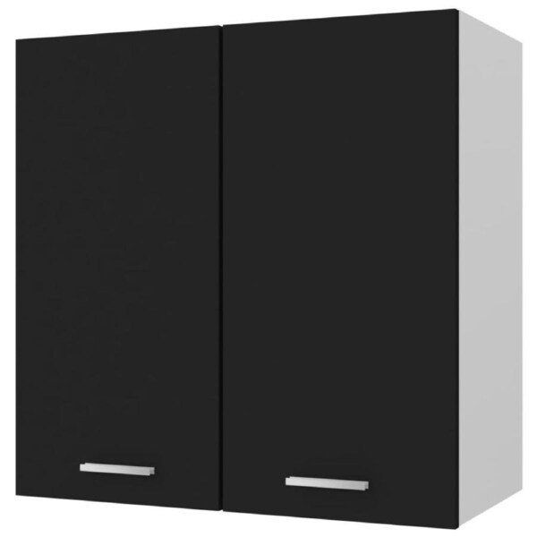 Black Hanging Cabinet Wall Mounted Modern Kitchen Cupboard Storage 60x31x60cm