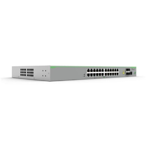Allied Telesis 24-port 10/100TX stackable switch with 4 x 100/1000X SFP uplink/stacking ports. AU Power Cord.