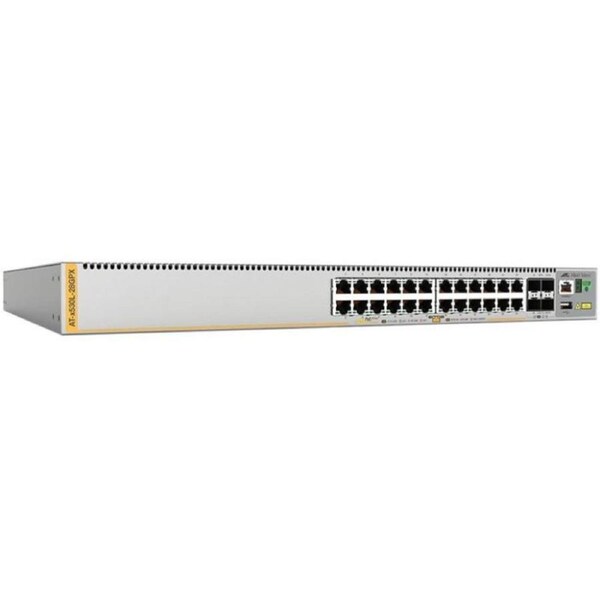 Allied Telesis 24-port POE+ 10/100/1000T stackable L3 switch with 4 x SFP+ ports and 2 fixed power supplies AU Power Cord