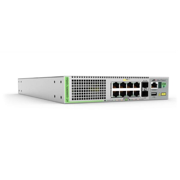 Allied Telesis Stackable Multi-Gigabit compact switch with 8 x 100M/1/2.5/5G PoE++ ports, and 2 x 10G uplinks. AU Power Cord.