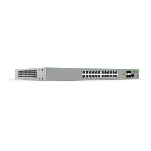 Allied Telesis 24-port 10/100TX PoE+ stackable switch with 4 x 100/1000X SFP uplink/stacking ports. AU Power Cord.