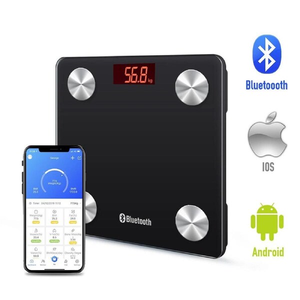 Wireless Bluetooth Smart Scale Weight Tracker Fitness Monitor App