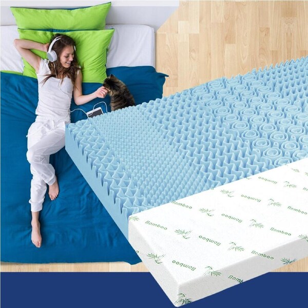 STARRY EUCALYPT Memory Foam Mattress Topper 7-Zone COOL GEL BAMBOO 10cm Queen