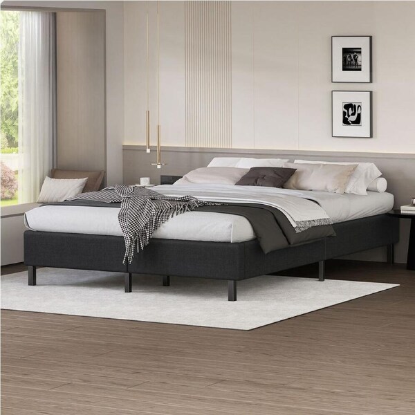 ALFORDSON Bed Frame Queen Size Mattress Base Foundation Charcoal Fabric BASEL
