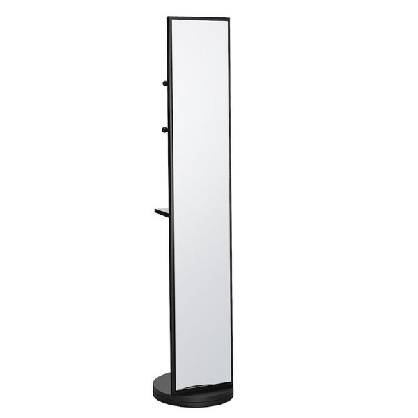 Full Length Body Mirror Large Long Tall Floor Free Standing Rotating Stand Up Alone Makeup Dressing Home Decor Black with Storage