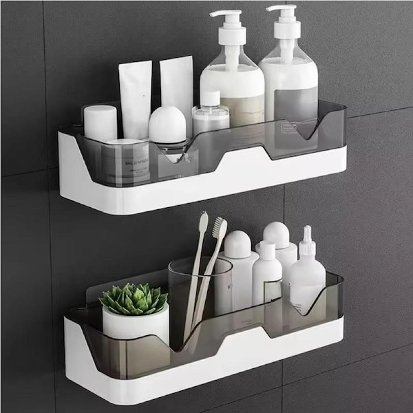 2-Pack Shower Caddy, Separable Shower Organizer, No Drilling Double Layer Shower Shelf, Adhesive Shower Shelf, Wall Mount Shower Organizer Rack Used for Bathroom and Kitchen