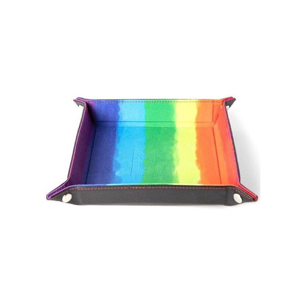 Fanroll by Metallic Velvet Folding Game Dice Tray 25x25cm Watercolour Rainbox
