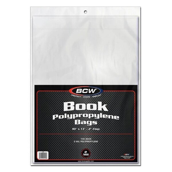 100pc BCW Book Polypropylene Bag Sleeve Protector Acid-Free 10x13in Clear