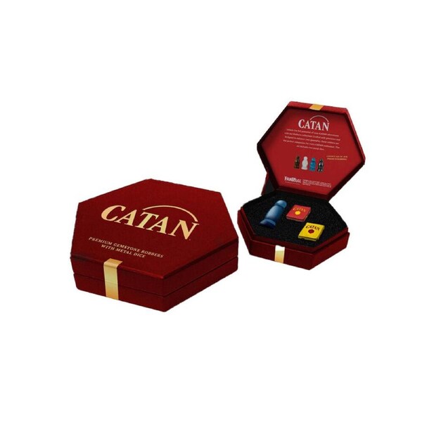 3pc Fanroll by Metallic Catan Premium Robber & Metal Dice Set Cat's Eye