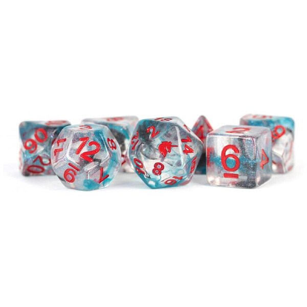 7pc Fanroll by Metallic Unicorn Resin Poly RPG Gaming Dice Set Battle Wounds