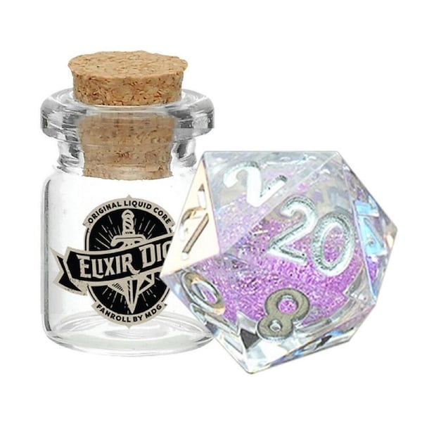 Fanroll by Metallic Individual D20 Elixir Liquid Core RPG Dice Sorcerous Swirl