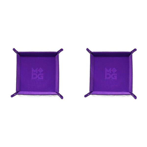 2x Fanroll by Metallic Velvet Folding Dice Tray Storage Holder 25x25cm Purple