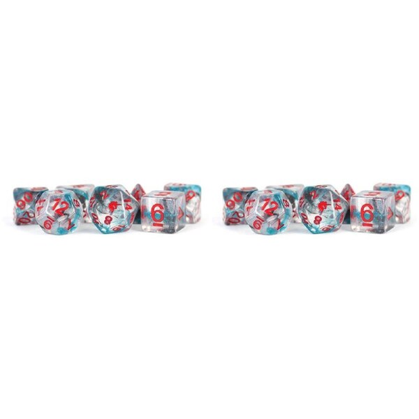 14pc Fanroll by Metallic Unicorn Resin Poly RPG Gaming Dice Set Battle Wounds
