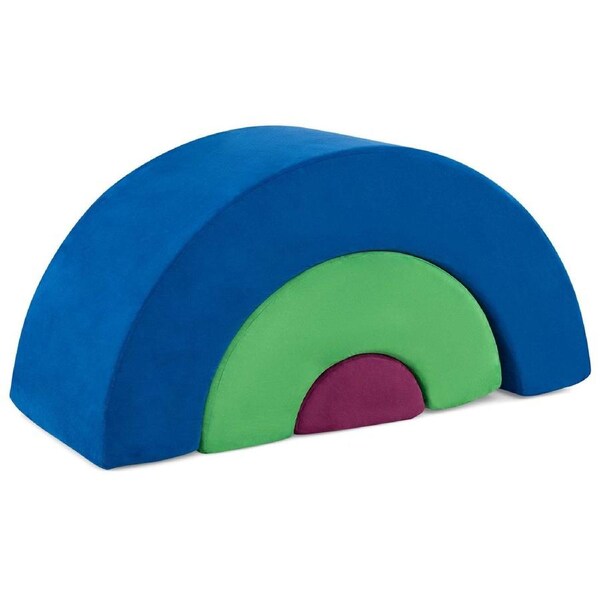 Costway 3Pcs Rainbow Climb & Crawl Tunnel Toys Soft Foam Couch Activity Playset Foam Blocks Play Set