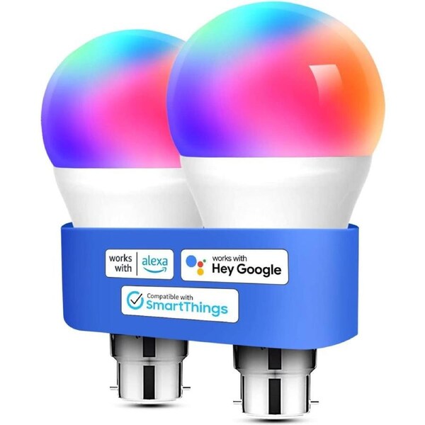 meross Alexa Light Bulbs WiFi Smart Bulbs B22 Bayonet [2 Pack] Compatible with Echo Alexa Google Home Dimmable Warm Light and Multicolor by Meross 810Lumens 60W Equivalent 2700K-6500K RGBCW
