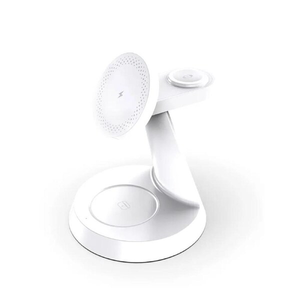 3 in 1 Magnetic Wireless Charging Station for iPhone 16/15/14/13/12 Series Charger for Multiple Apple Devices Apple Watch AirPods F9 White