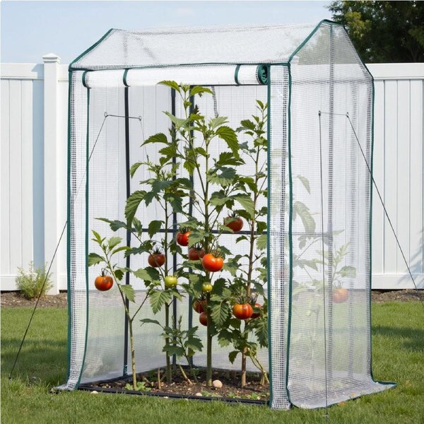 Green Fingers Greenhouse 1x0.8x1.5M PE Green House Roll-Up Zippered Door