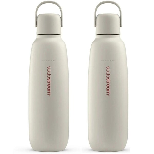 SodaStream Bottle Fizz & GO Portable Travel Cool All Metal Sand Beige 900ml 2 Pack