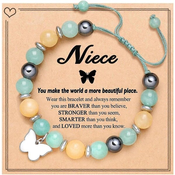 4-16 Year Old Girls Birthday Gifts, Natural Stone Butterfly Bracelet for Daughter Granddau