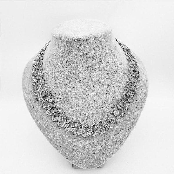 Cuban Chain Necklaces Silver/gold Cuban Link Chains Mens Iced Out Miami Bling Diamond Hip Hop Jewelry For Women