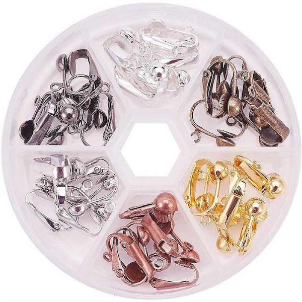 Elite 36 Pcs Brass Clip-on Earring Converter Component 17x14x7mm for Non-Pierced Ears 6 Colors