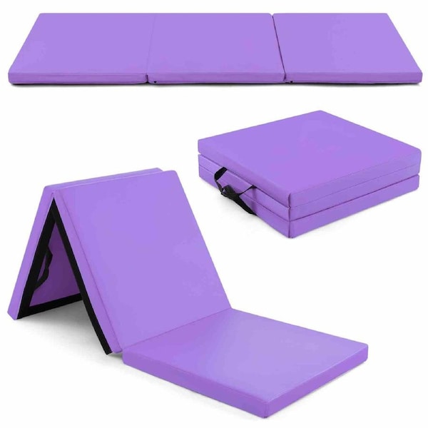 Costway 180x60cm Tri-Fold Tumbling Exercise Mat Dance Yoga Gymnastics Training w/Carrying Handles