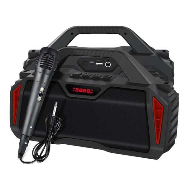 TODO Bluetooth Wireless Portable Karaoke Speaker w/ Mic 3.7V Rechargeable USB FM - Red