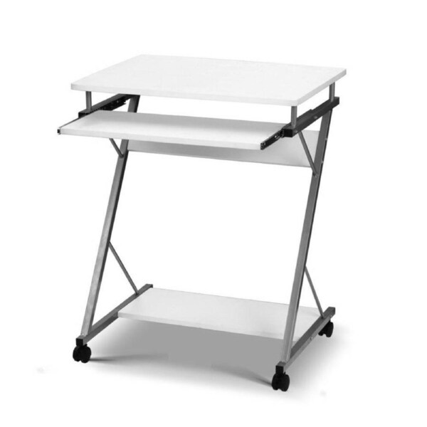 Computer Desk Study Table PC Laptop Desk with Keyboard Tray Wheels