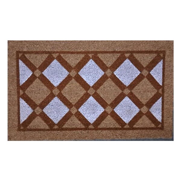 Solemate PVC Backed Coconut Coir Tile Slimline Functional Doormat 45x75cm