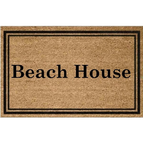 Solemate PVC Backed Coconut Coir Beach House Text Slimline Doormat 45x75cm