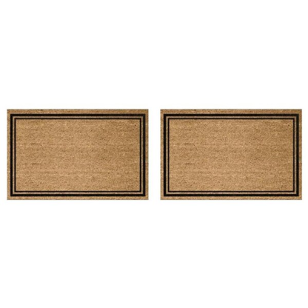2PK Solemate PVC Backed Coconut Coir Thin Double Borders Doormat 45x75cm