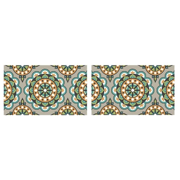 2PK Solemate PVC Backed Coconut Coir Circles Slimline Functional Doormat 45x75cm