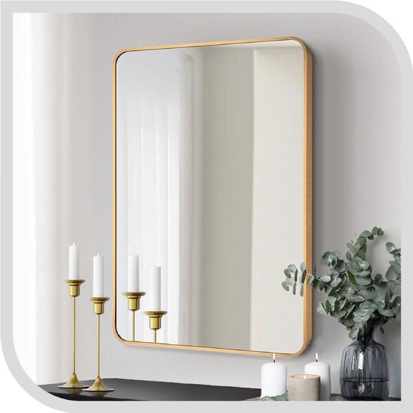 Furb Rectangle Wall Mirror Gold Vanity Mirror Metal Frame