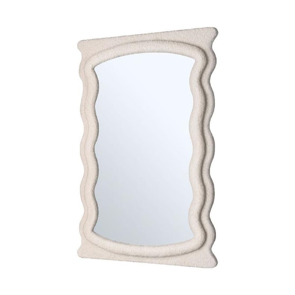 Furb Wall Mirror Wavy Makeup Vanity Mirror Fabric Frame Home Decor 60X90cm
