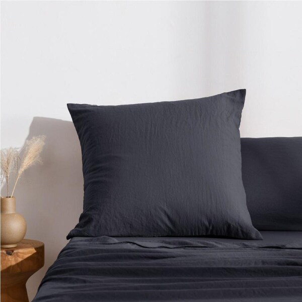 Dreamaker Superfine Washed Microfibre European Pillowcase Navy